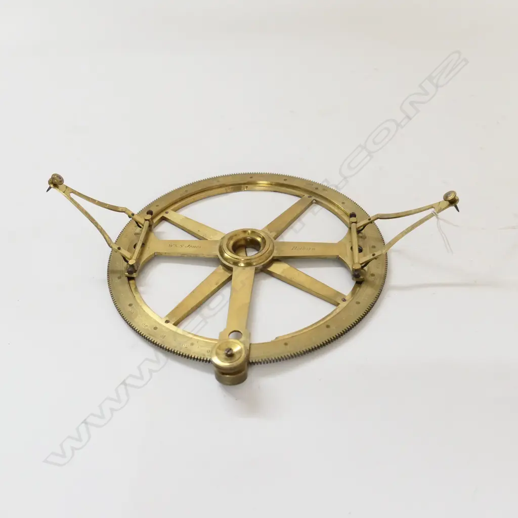 BRASS 360º PROTRACTOR WITH HINGED ARMS, BY W & S JONES, HOLBORN, c.1825 IN MAHOG CASE Image 1++